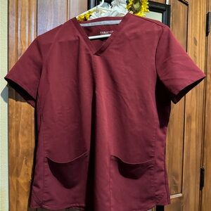 Fabletics Burgundy V-Neck scrub top